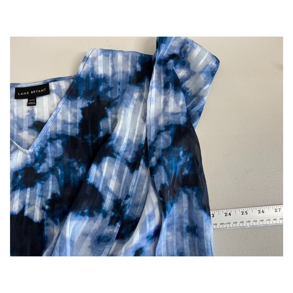 Lane Bryant Tie Dye Kimono Tunic Top Womens Size 10 12 Poncho Semi-Sheer Blue - Picture 8 of 12